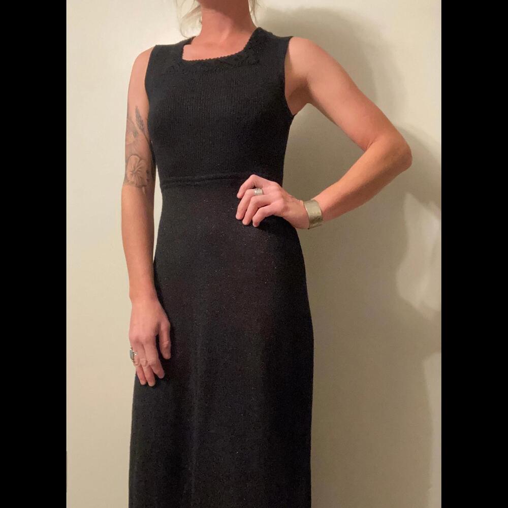 60s ribbed knit lurex dress